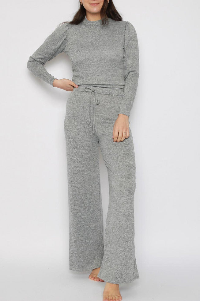 Grey Melange soft knit Co ord