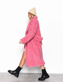Pink longline teddy coat