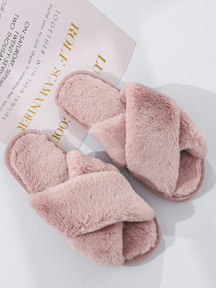 Lux Faux Fur slippers - pink