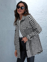 Houndstooth button up tweed Shacket